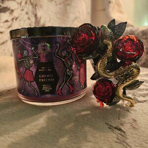 New! Bath and Body Works 3-wick candle Ghoul Friend plus snake wallflower